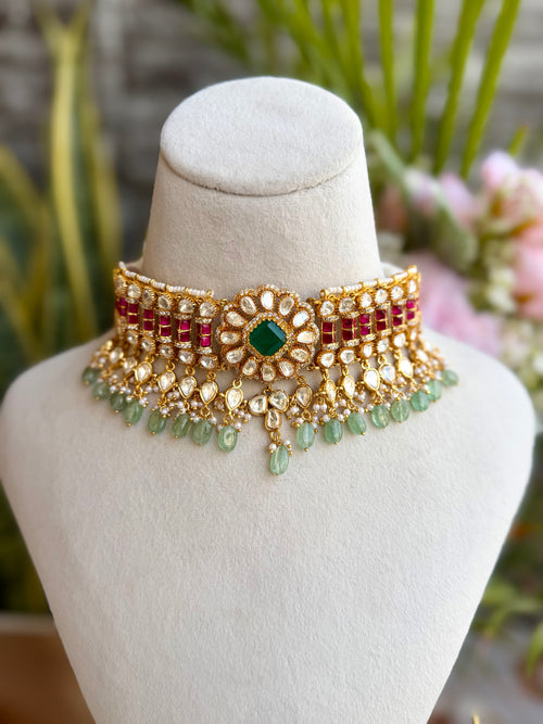 Shareena Moissanite Choker Set - Emerald