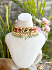 Shareena Moissanite Choker Set - Emerald