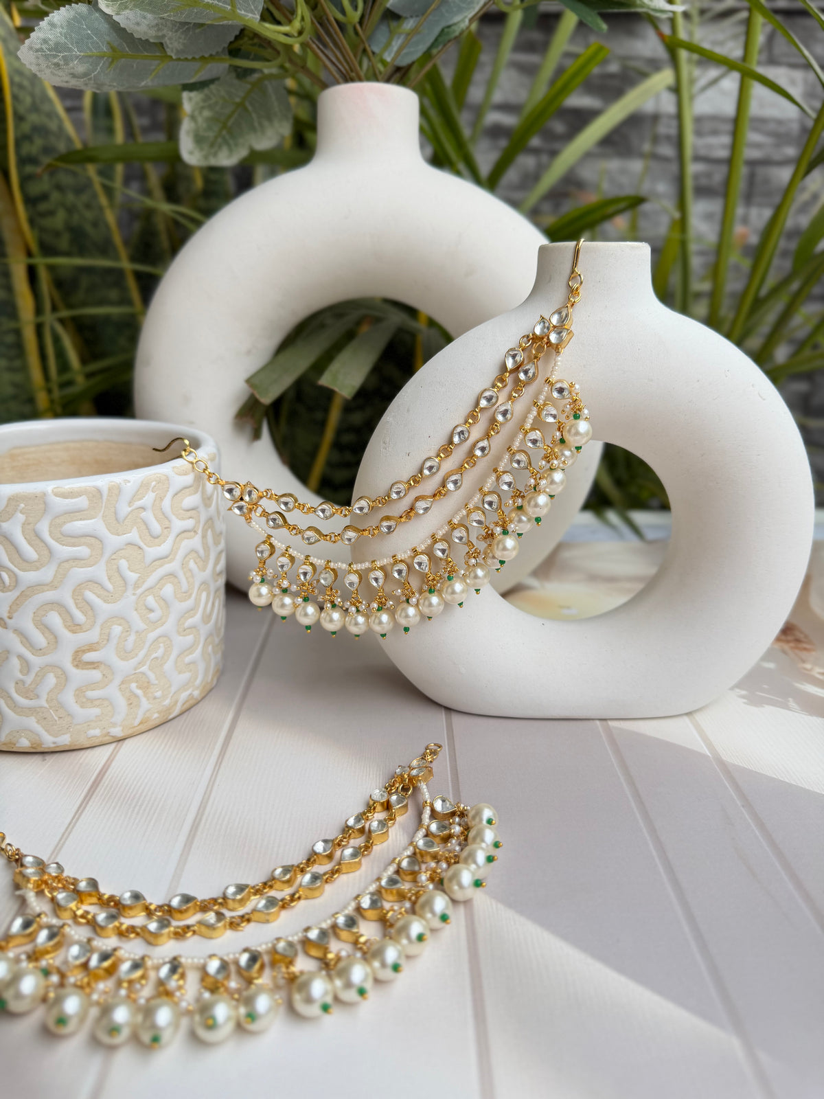 Shanila Pearl Kundan Earchain