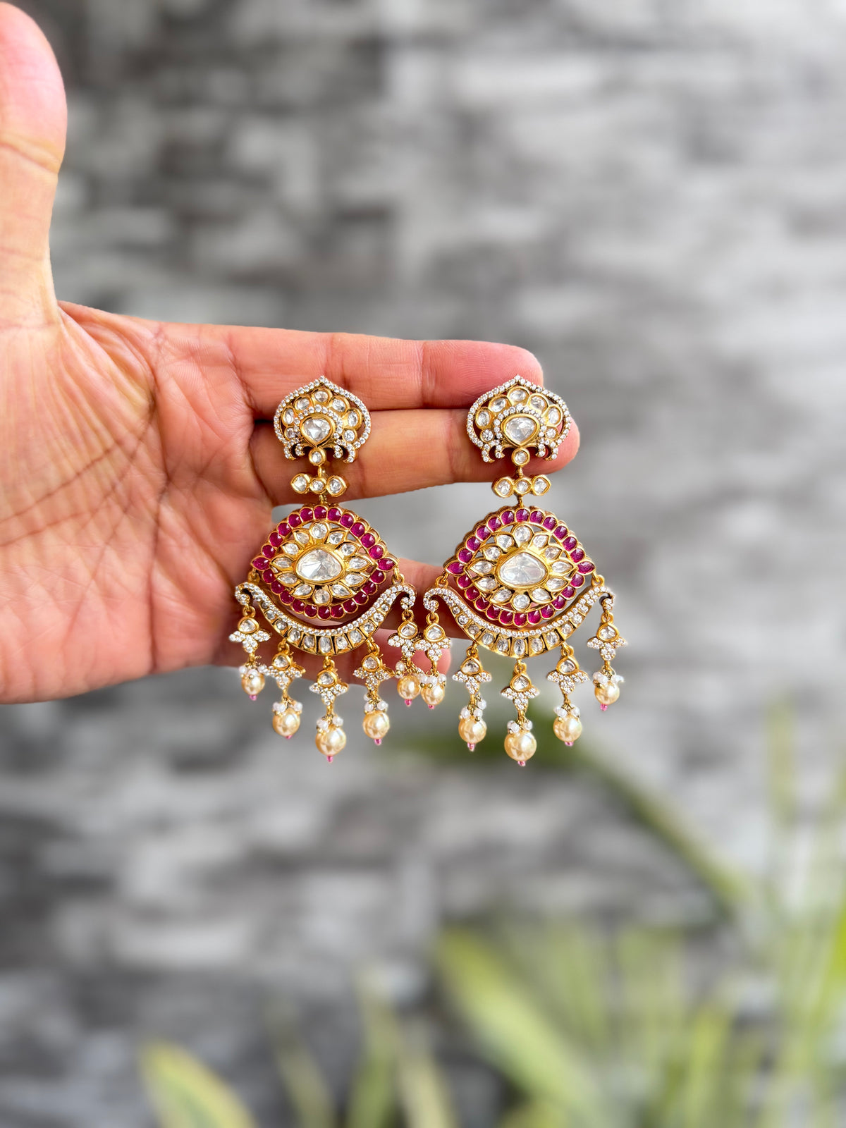 Saanvi Ruby Polki Chandbali